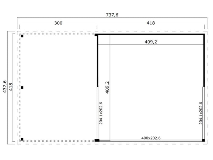 Anbaudach für Lasita Maja Domeo 5