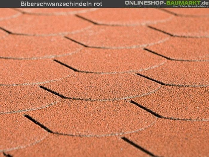 Bitumen-Dachschindeln Biberschwanz rot