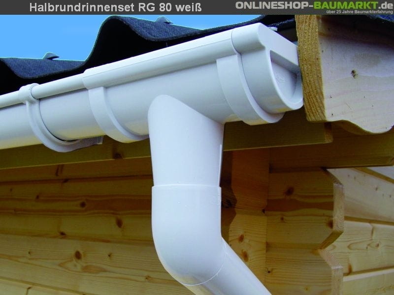 Dachrinnen Set RG 80 weiß 350/200/200 cm Fünfeck