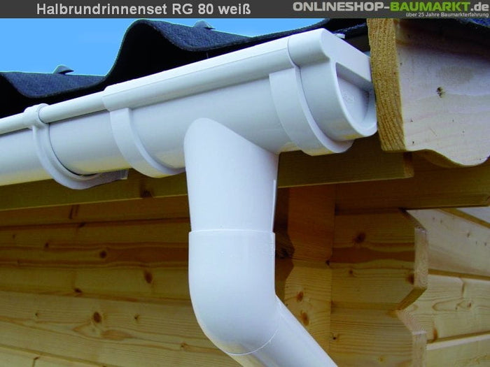 Dachrinnen Set RG 80 weiß 8 x 200 cm 8-Eck-Dach