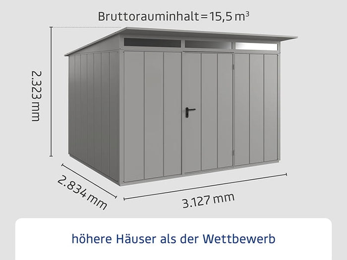 Ecostar Gerätehaus Elegant-P,Typ 3, Grau Aluminum, 1 flg