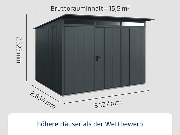Ecostar Gerätehaus Elegant-P,Typ 3, Anthrazitgrau, 1 flg