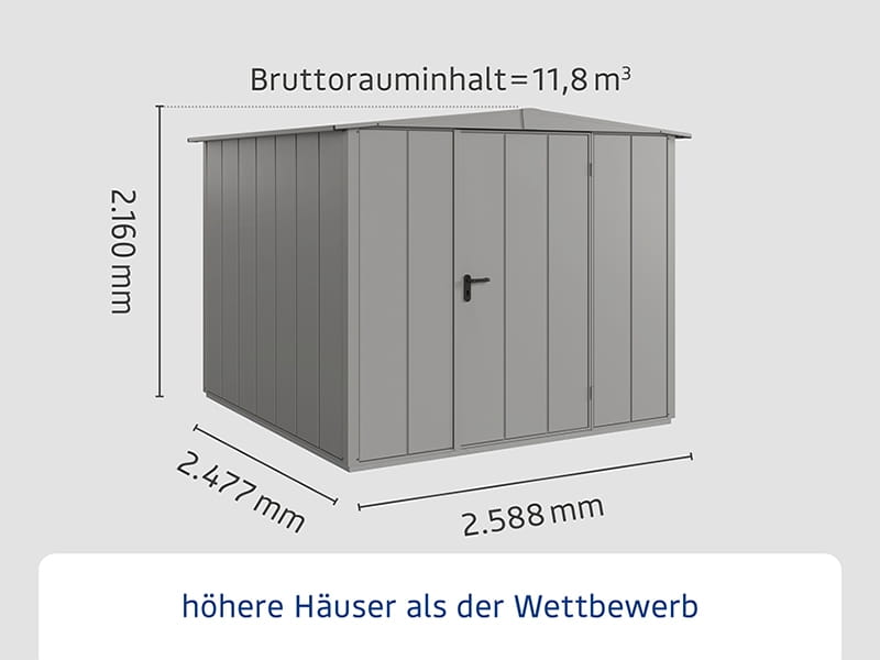 Ecostar Gerätehaus Elegant-S,Typ 2, Grau Aluminum, 1 flg