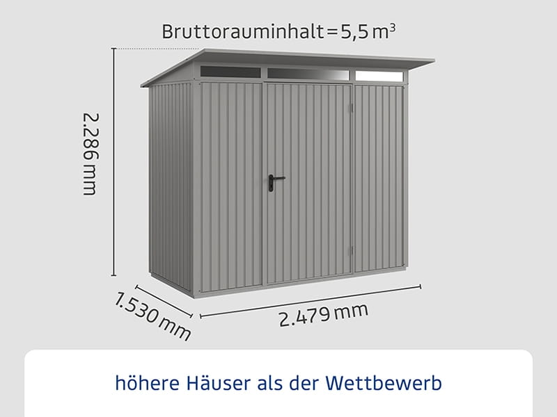 Ecostar Gerätehaus Trend-P,Typ 1, Grau Aluminium, 1 flg
