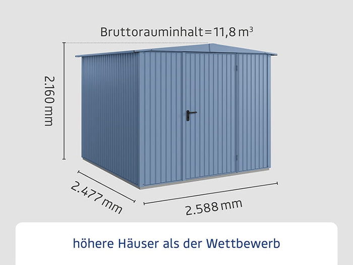 Ecostar Gerätehaus Trend-S,Typ 2, Taubenblau, 1 flg