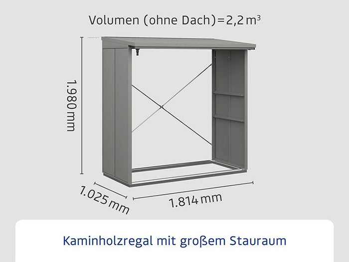 EcoStar Kaminholzregal ,ELEGANT-V,TYP2, Grau Aluminum