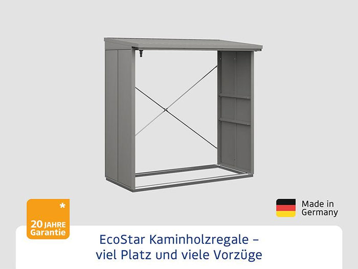 EcoStar Kaminholzregal ,ELEGANT-V,TYP2, Grau Aluminum