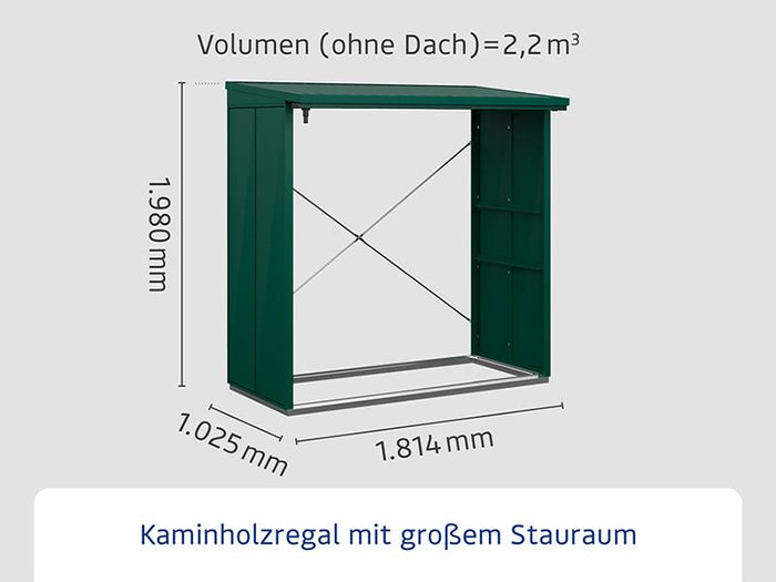 EcoStar Kaminholzregal ,ELEGANT-V,TYP2, Moosgrün