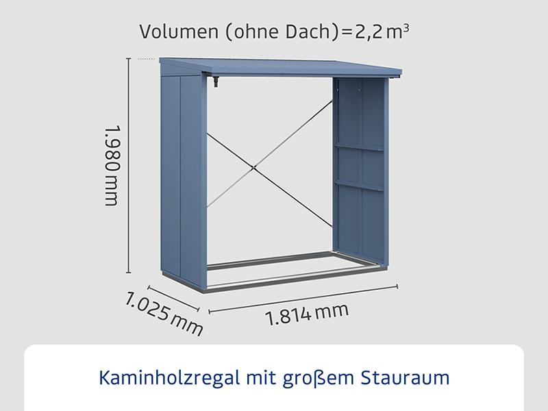 EcoStar Kaminholzregal ,ELEGANT-V,TYP2, Taubenblau