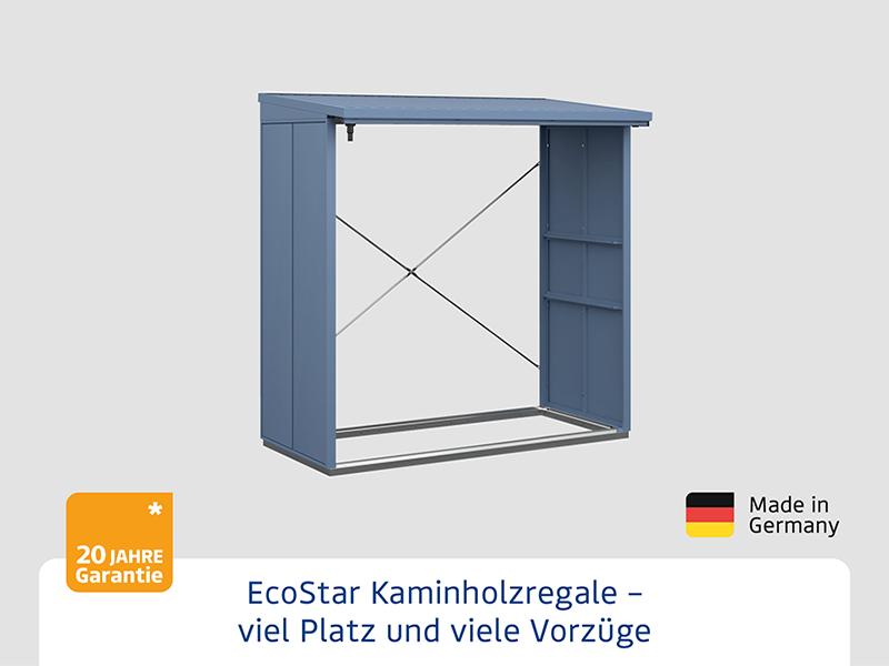 EcoStar Kaminholzregal ,ELEGANT-V,TYP2, Taubenblau