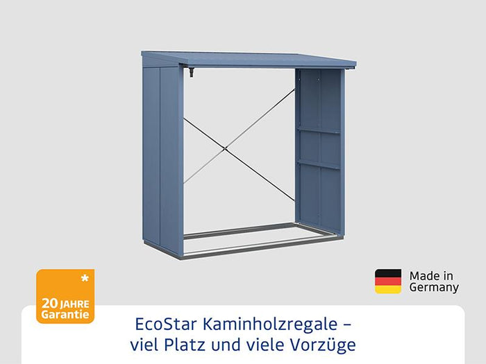 EcoStar Kaminholzregal ,ELEGANT-V,TYP2, Taubenblau