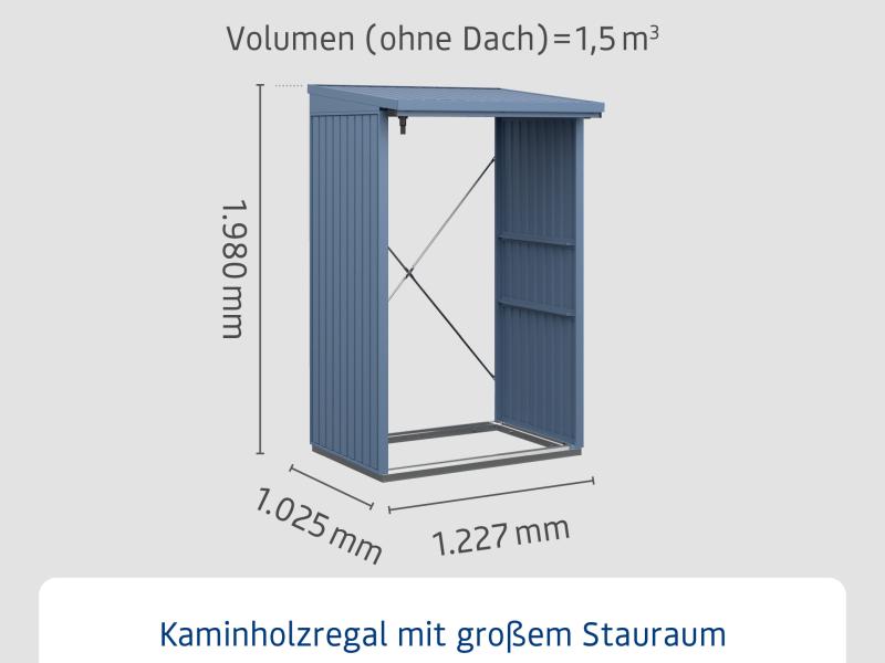 EcoStar Kaminholzregal ,TREND-V, TYP1, Taubenblau