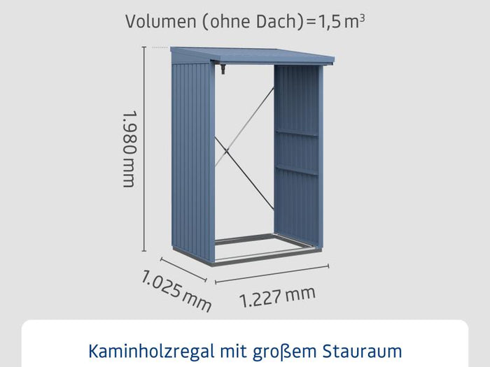 EcoStar Kaminholzregal ,TREND-V, TYP1, Taubenblau