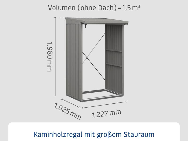 EcoStar Kaminholzregal ,TREND-V,TYP1, Grau Aluminum