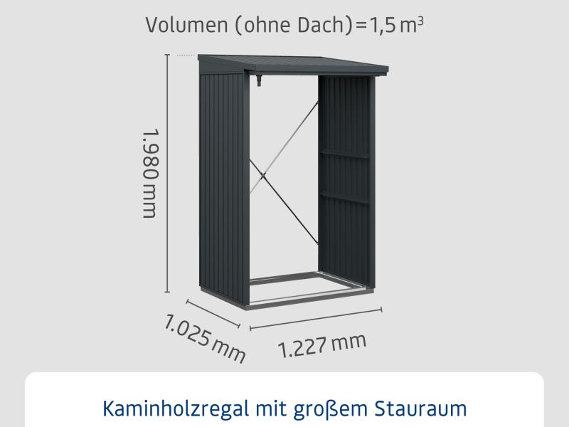 EcoStar Kaminholzregal ,TREND-V,TYP1, Anthrazitgrau