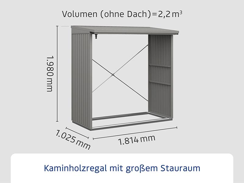 EcoStar Kaminholzregal ,TREND-V,TYP2, Grau Aluminum