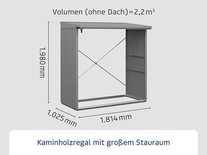 EcoStar Kaminholzregal ,TREND-V,TYP2, Grau Aluminum