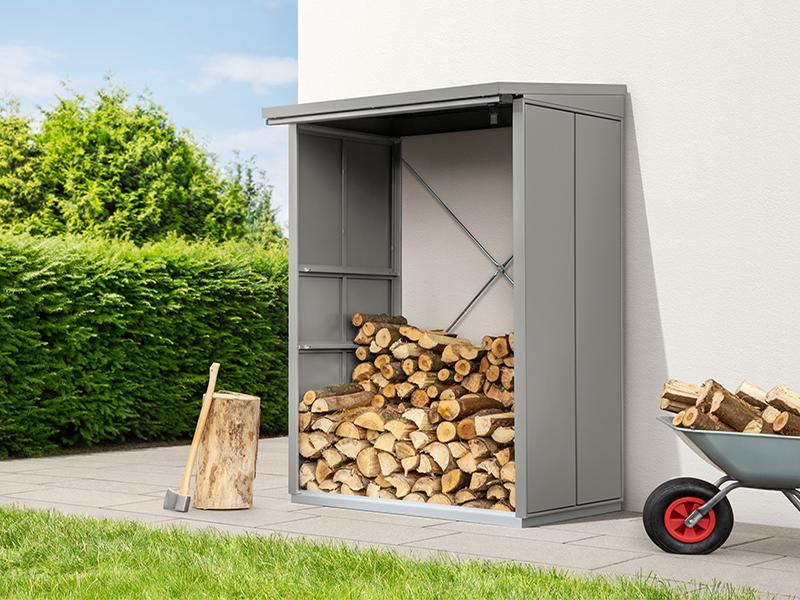 EcoStar Kaminholzregal, ELEGANT-V, TYP1, Grau Aluminum