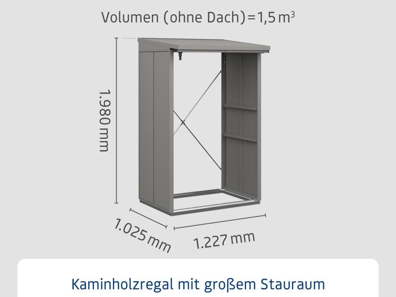 EcoStar Kaminholzregal, ELEGANT-V, TYP1, Grau Aluminum