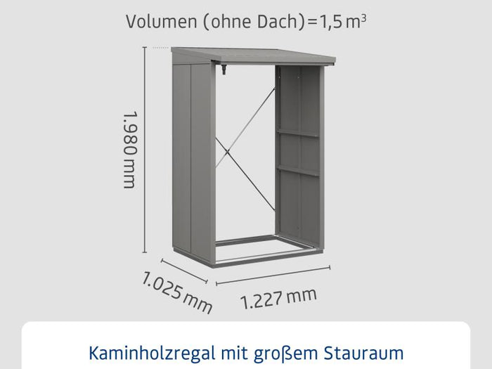 EcoStar Kaminholzregal, ELEGANT-V, TYP1, Grau Aluminum