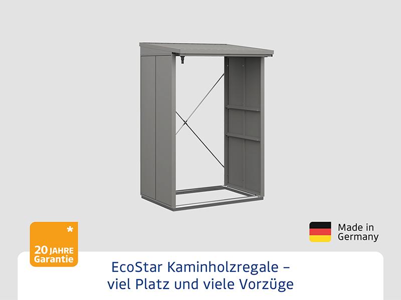 EcoStar Kaminholzregal, ELEGANT-V, TYP1, Grau Aluminum