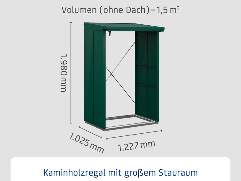 EcoStar Kaminholzregal, ELEGANT-V, TYP1, Moosgrün