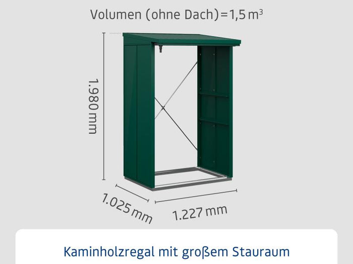 EcoStar Kaminholzregal, ELEGANT-V, TYP1, Moosgrün
