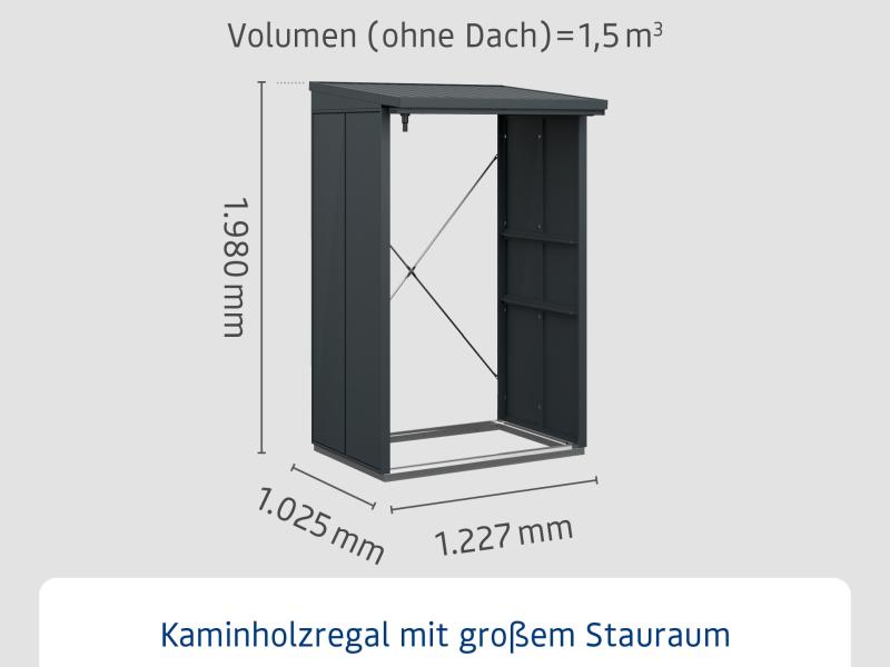 EcoStar Kaminholzregal, ELEGANT-V, TYP1, Anthrazitgrau