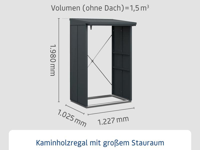EcoStar Kaminholzregal, ELEGANT-V, TYP1, Anthrazitgrau