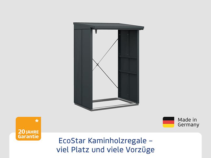 EcoStar Kaminholzregal, ELEGANT-V, TYP1, Anthrazitgrau