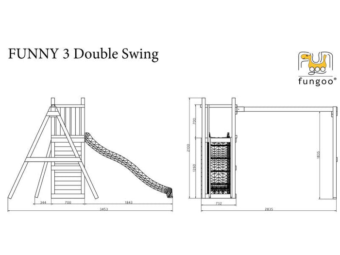 FUNGOO FUNNY 3 mit Doppelschaukel / NADELHOLZ KDI