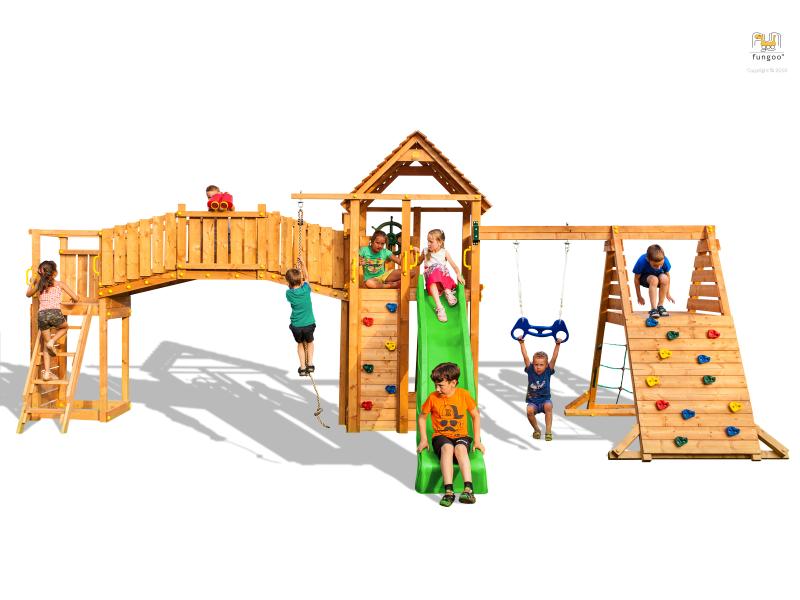 FUNGOO MAXI SET FUN GYM (FORTRESS TIPTOP Rainbow Spider+) / NADELHOLZ teak impr.