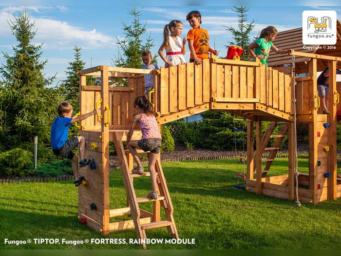 FUNGOO MAXI SET FUN GYM (FORTRESS TIPTOP Rainbow Spider+) / NADELHOLZ teak impr.