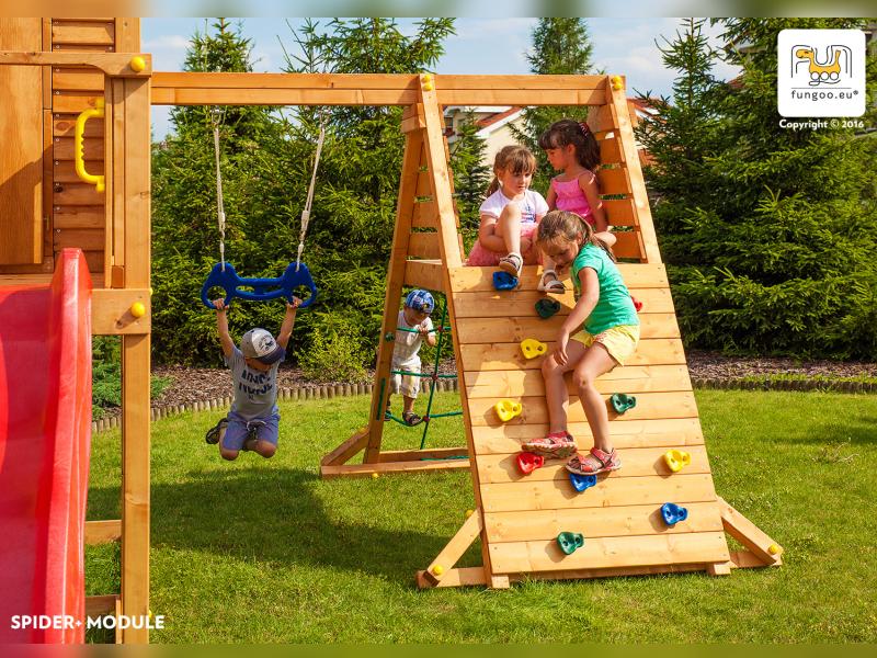 FUNGOO MAXI SET FUN GYM (FORTRESS TIPTOP Rainbow Spider+) / NADELHOLZ teak impr.