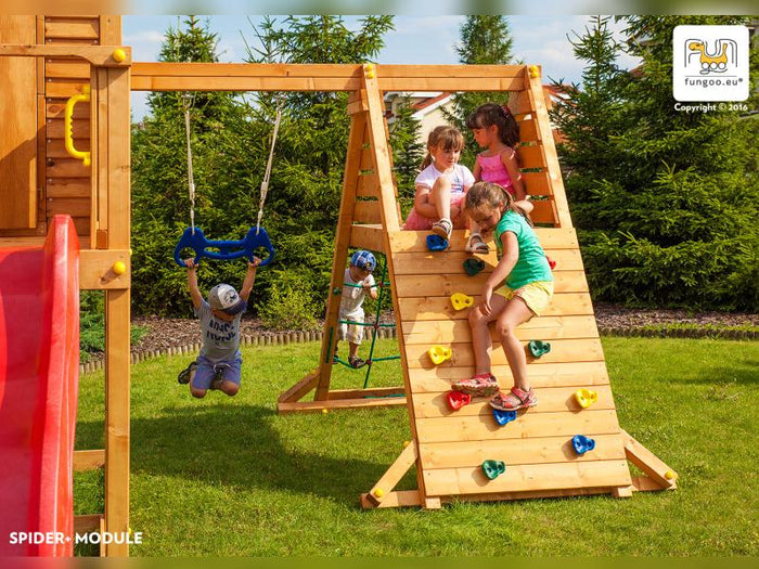 FUNGOO MAXI SET FUN GYM (FORTRESS TIPTOP Rainbow Spider+) / NADELHOLZ teak impr.