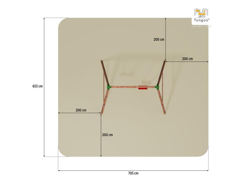FUNGOO SWING FLY 2.0 (Schaukelgestell mit roter Schaukelsitz und grüner Schaukelsitz) / NADELHOLZ te