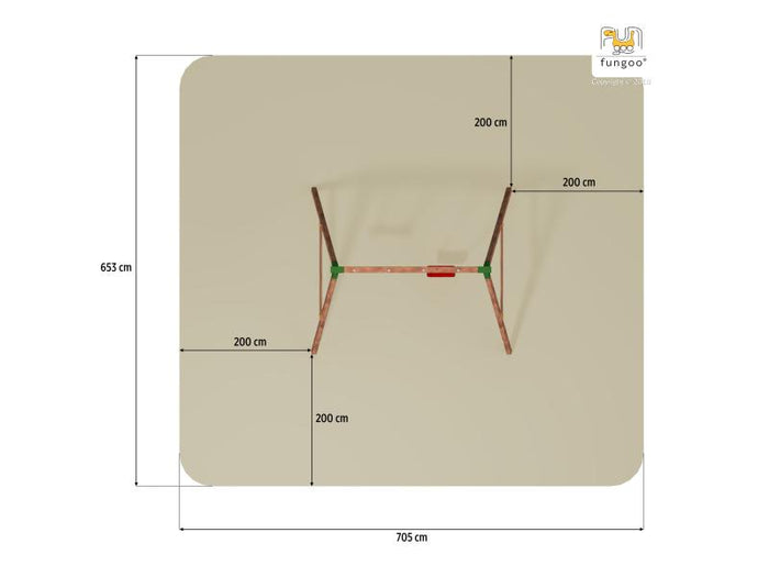 FUNGOO SWING FLY 2.0 (Schaukelgestell mit roter Schaukelsitz und grüner Schaukelsitz) / NADELHOLZ te