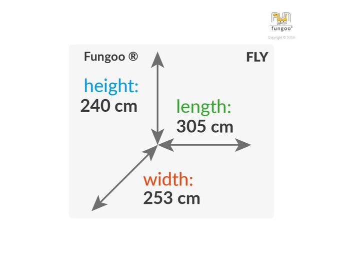 FUNGOO SWING FLY 2.0 (Schaukelgestell mit roter Schaukelsitz und grüner Schaukelsitz) / NADELHOLZ te