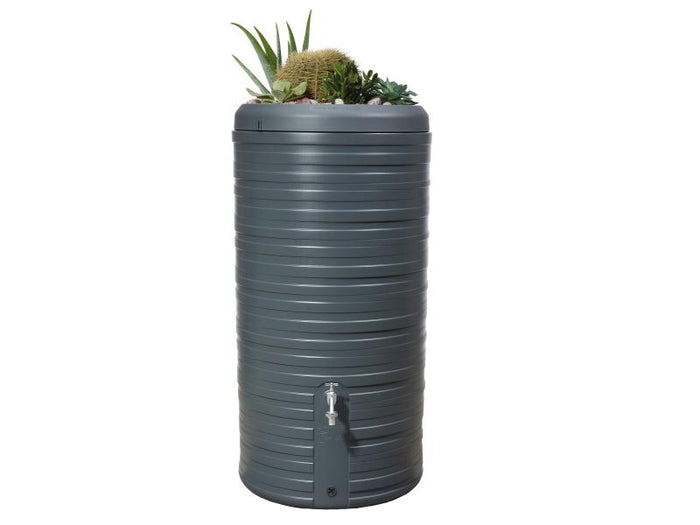 Garantia Regentonne Nordic 2in1, 300 Liter, graphit grey, inkl. Pflanzschale