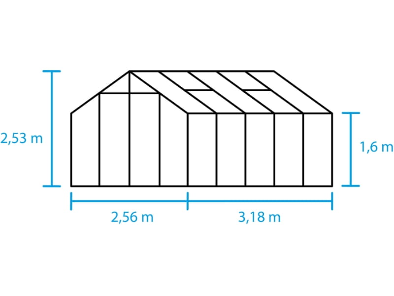 Halls Gewächshaus Cotswold Blockley 810 schwarz mit Sicherheitsglas