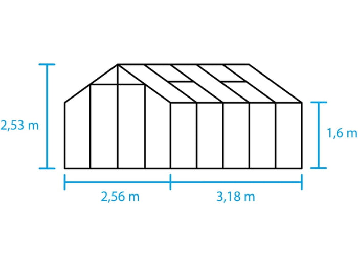 Halls Gewächshaus Cotswold Blockley 810 schwarz mit Sicherheitsglas