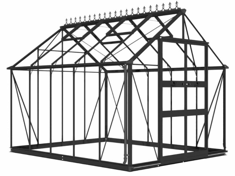 Halls Gewächshaus Cotswold Blockley 810 schwarz mit Sicherheitsglas