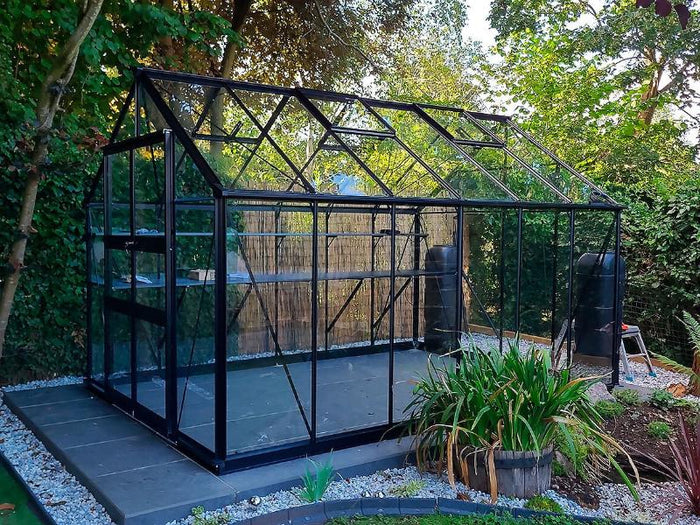 Halls Gewächshaus Cotswold Blockley 812 schwarz mit Sicherheitsglas