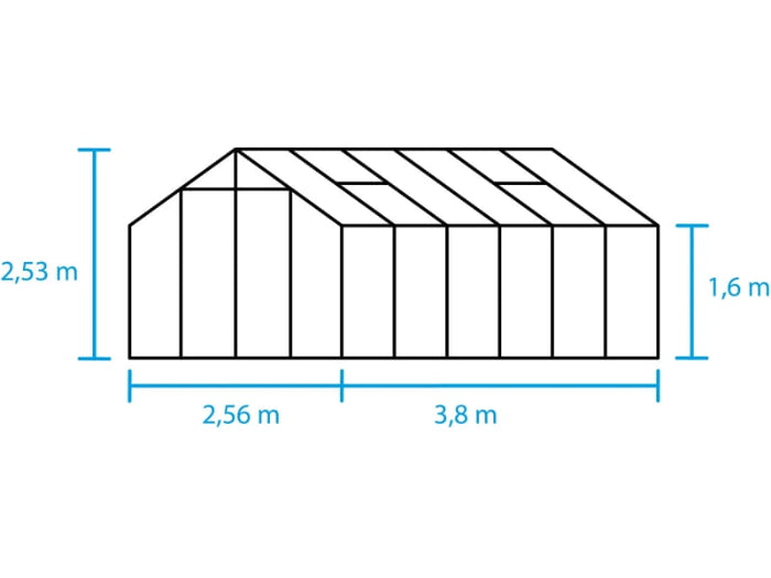 Halls Gewächshaus Cotswold Blockley 812 schwarz mit Sicherheitsglas