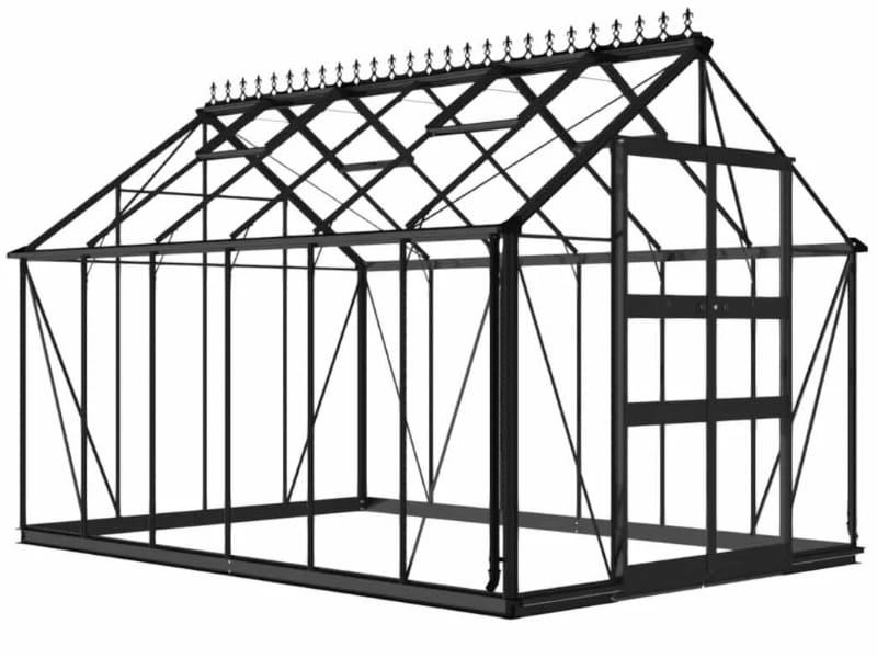 Halls Gewächshaus Cotswold Blockley 812 schwarz mit Sicherheitsglas