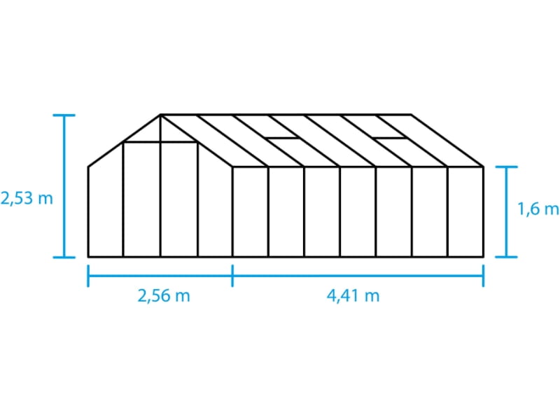 Halls Gewächshaus Cotswold Blockley 814 schwarz mit Sicherheitsglas