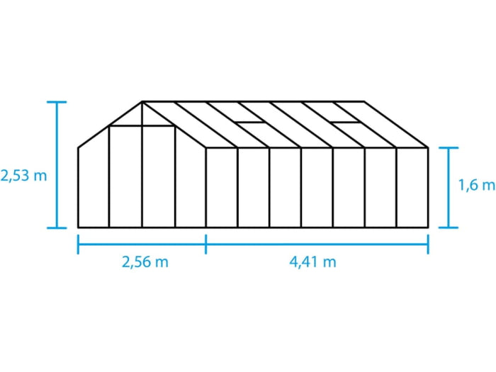 Halls Gewächshaus Cotswold Blockley 814 schwarz mit Sicherheitsglas