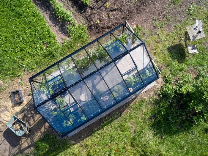 Halls Gewächshaus Cotswold Blockley 814 schwarz mit Sicherheitsglas