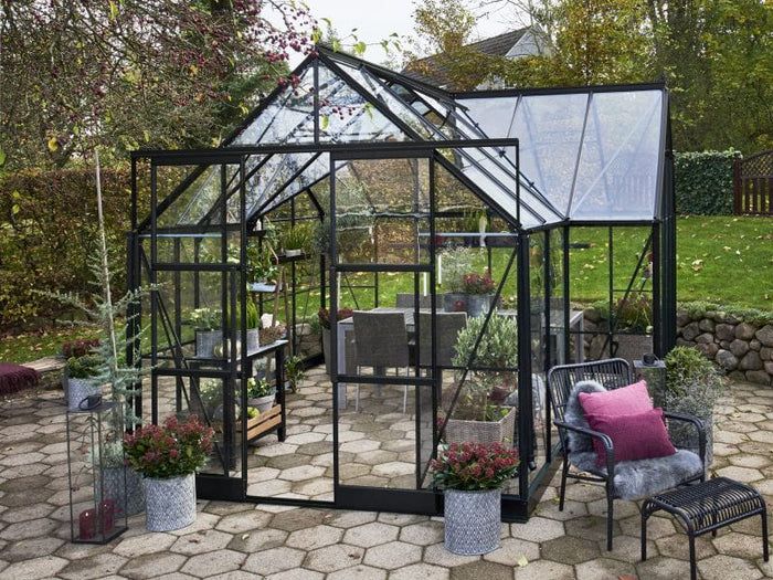 Halls Gewächshaus Garden Room Schwarz Sicherheitsglas