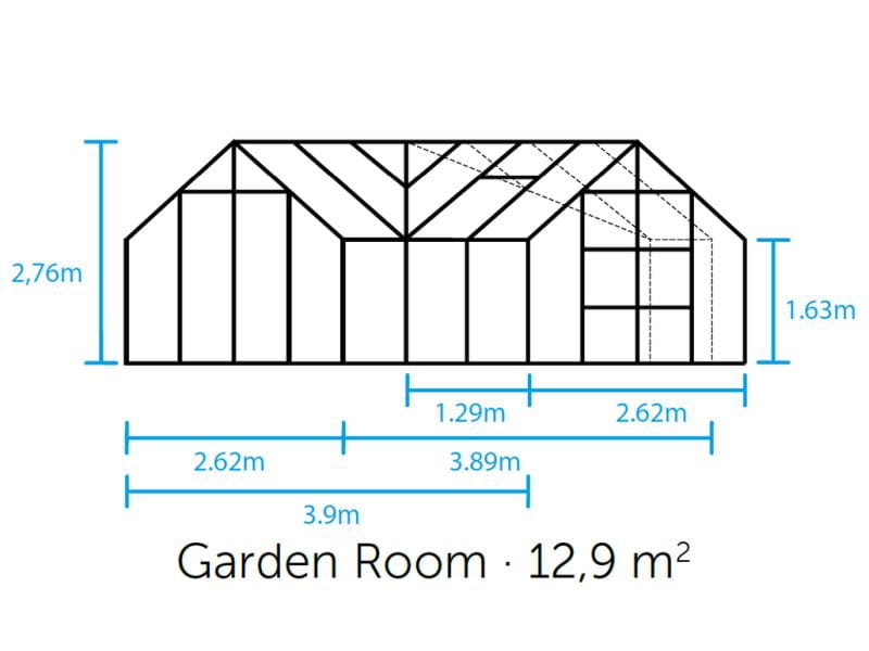 Halls Gewächshaus Garden Room Schwarz Sicherheitsglas